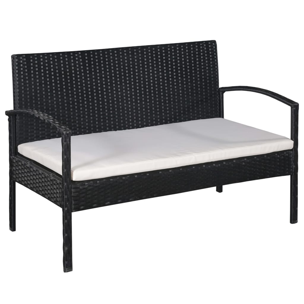 Salon de jardin 5 pcs avec coussins résine tressée noir - XIOS