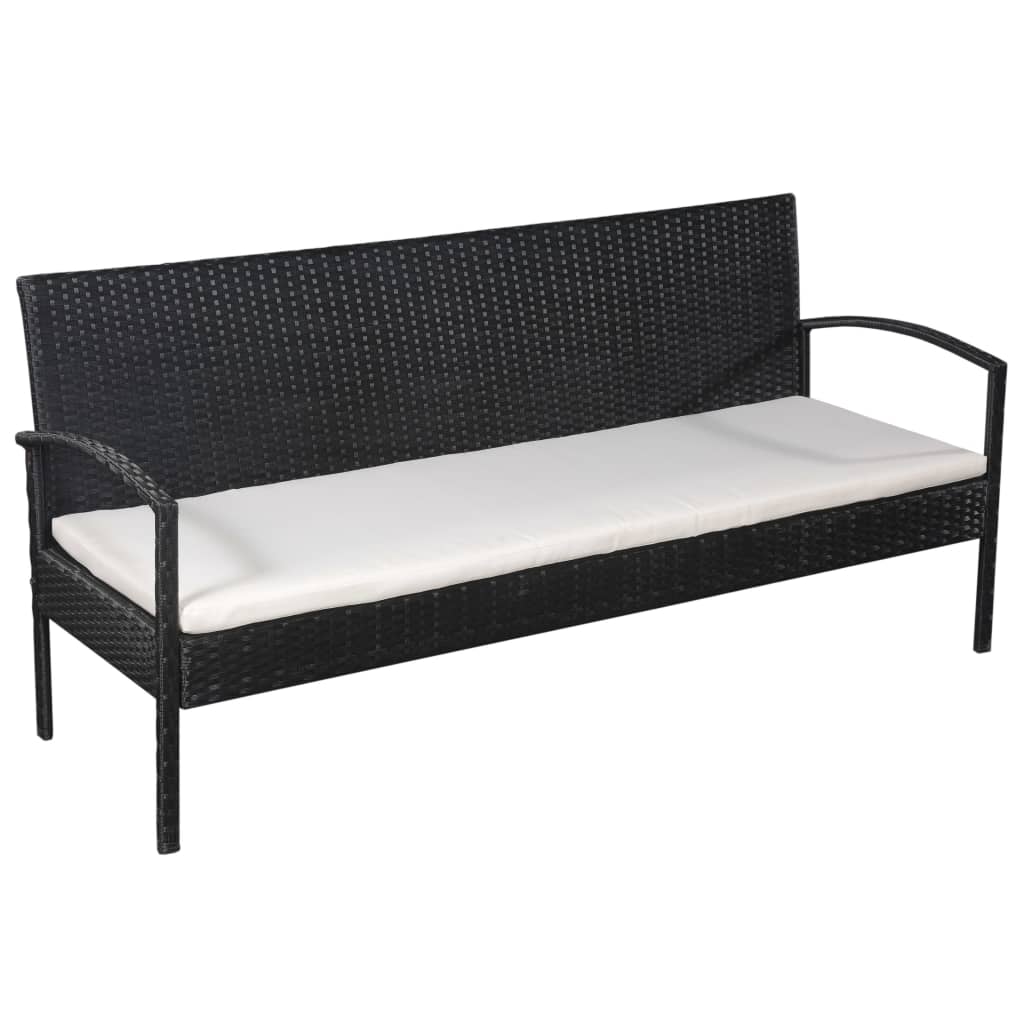 Salon de jardin 5 pcs avec coussins résine tressée noir - XIOS
