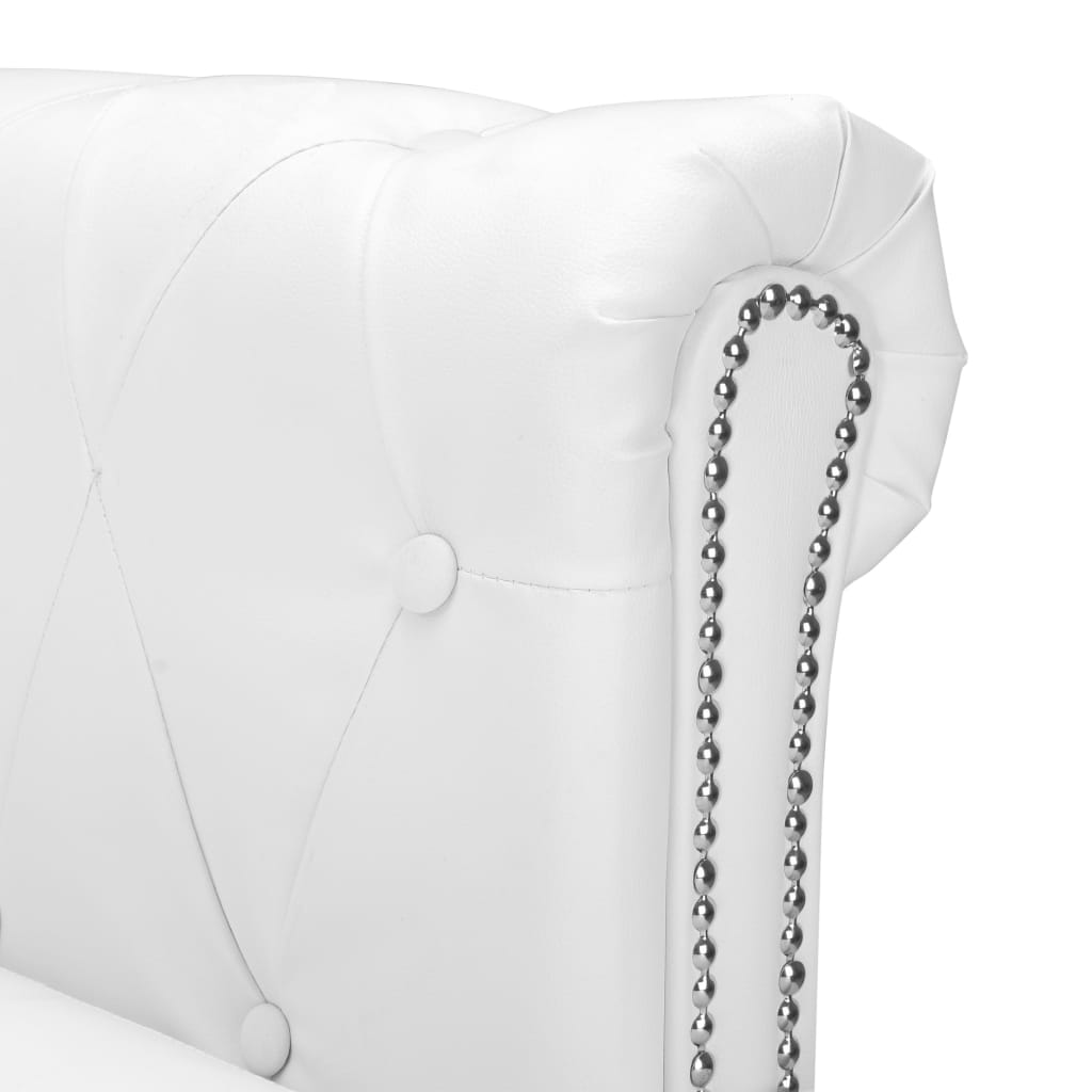 Canapé Chesterfield en forme de L cuir synthétique blanc - XIOS