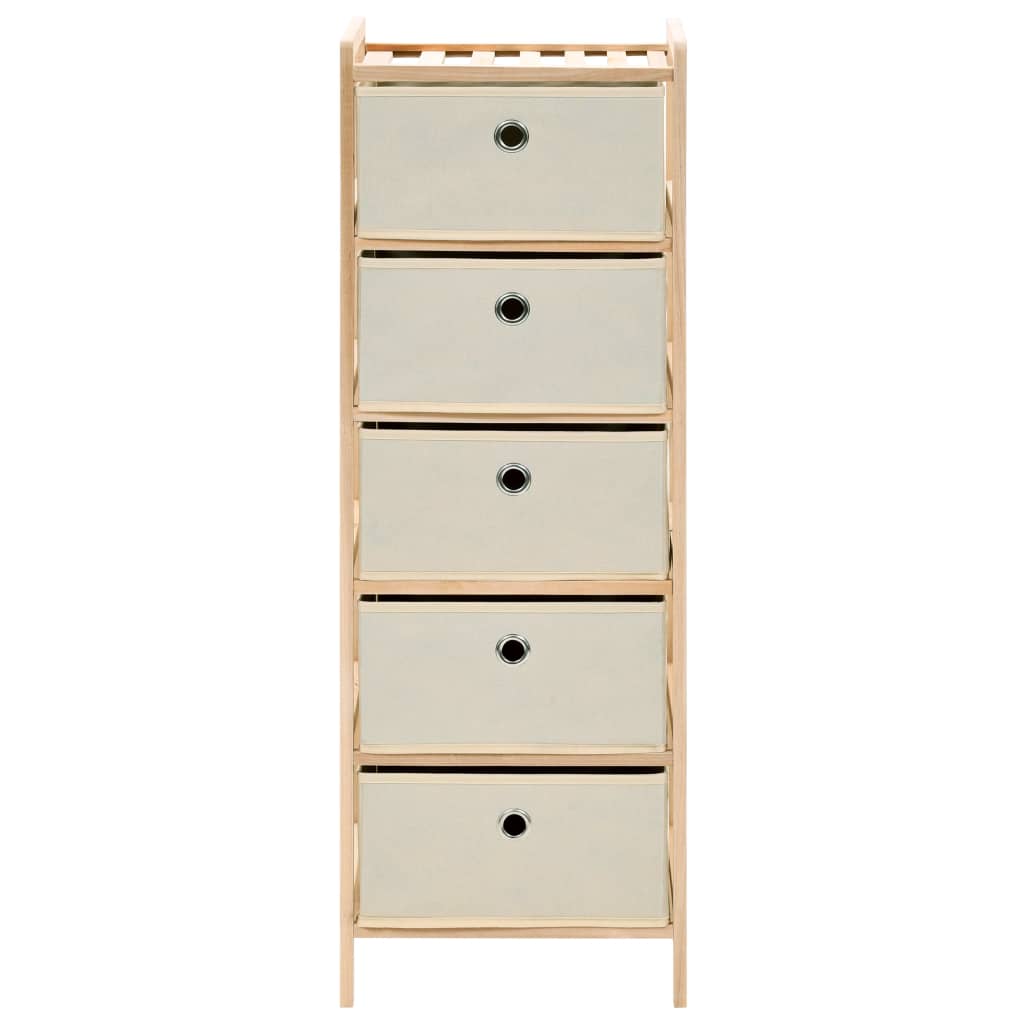 Étagère de rangement 5 paniers tissu bois de cèdre beige