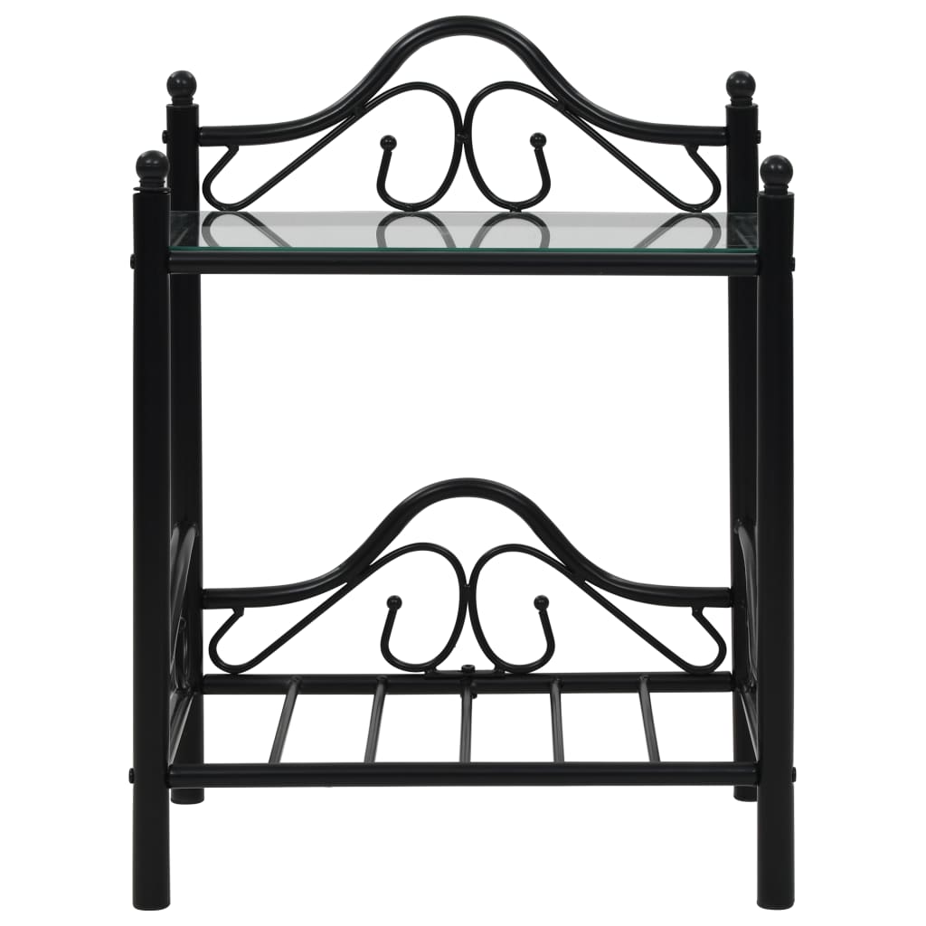 Table de chevet 2 pcs Acier et verre trempé 45x30,5x60 cm Noir - XIOS
