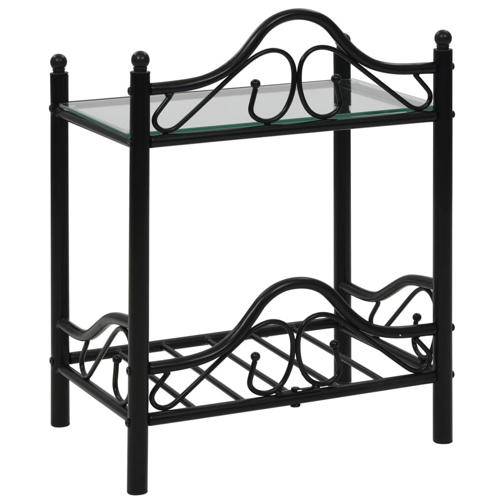 Table de chevet 2 pcs Acier et verre trempé 45x30,5x60 cm Noir - XIOS