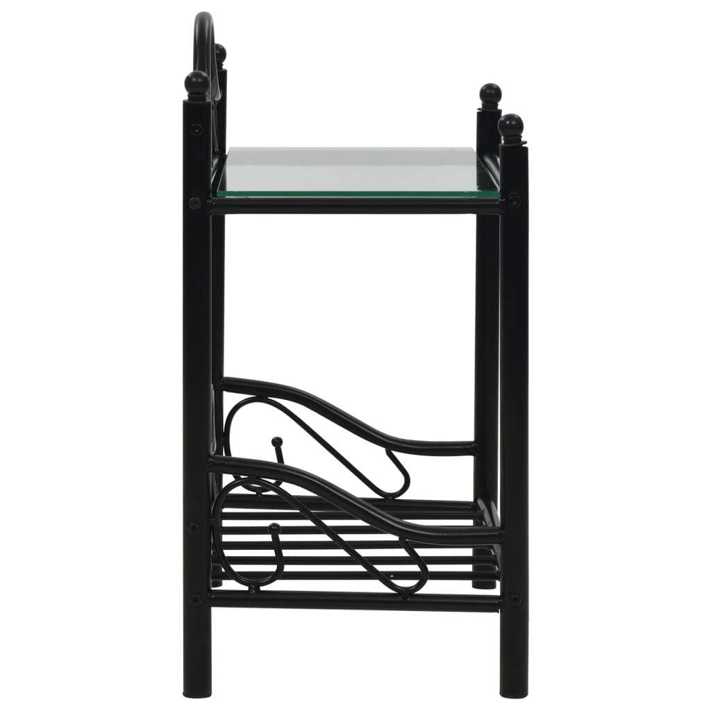Table de chevet 2 pcs Acier et verre trempé 45x30,5x60 cm Noir - XIOS
