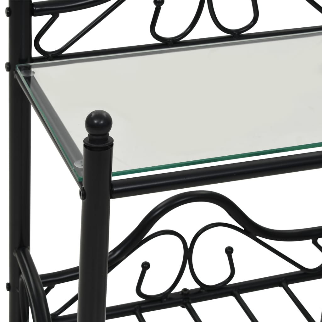 Table de chevet 2 pcs Acier et verre trempé 45x30,5x60 cm Noir - XIOS