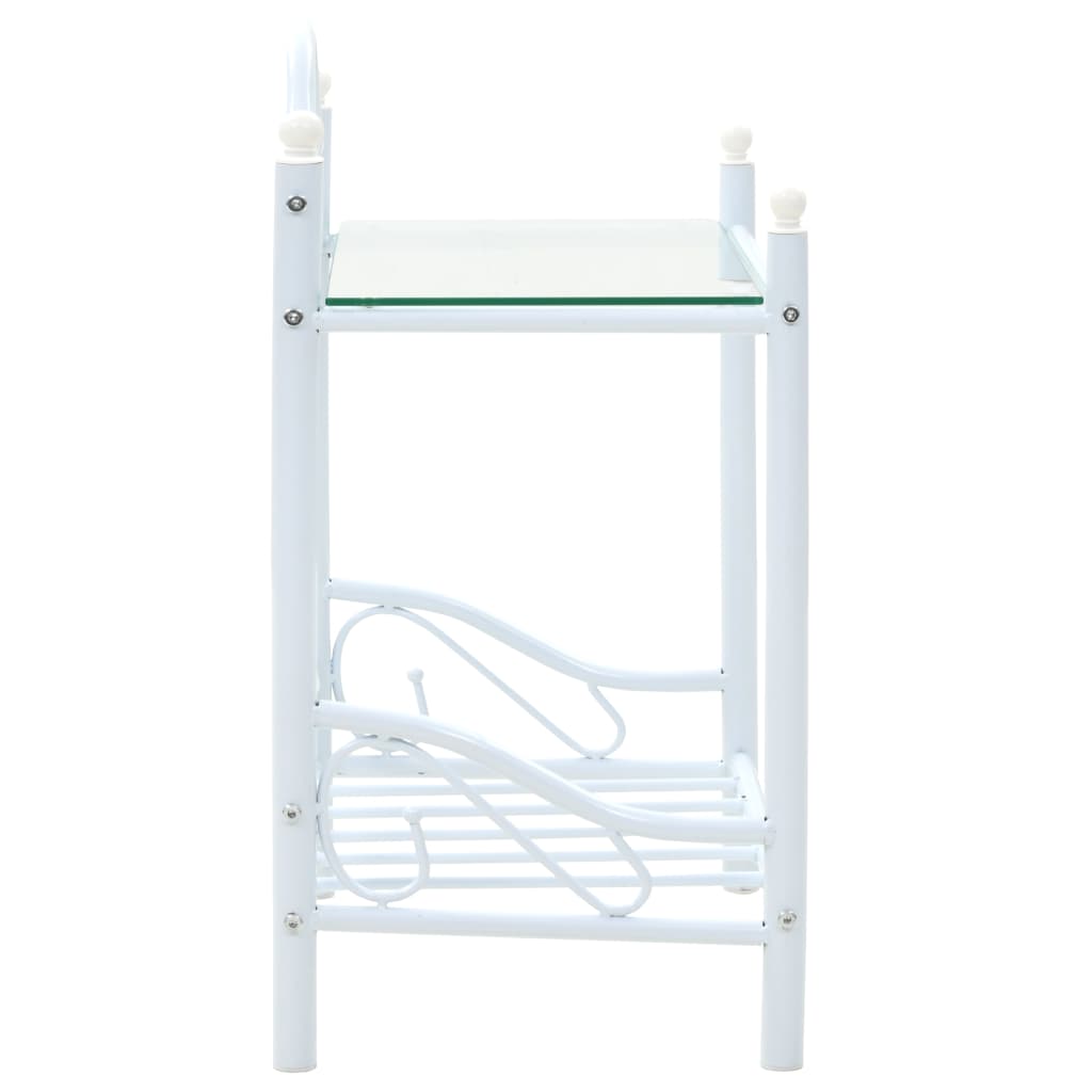 Table de chevet Acier et verre trempé 45 x 30,5 x 60 cm Blanc - XIOS