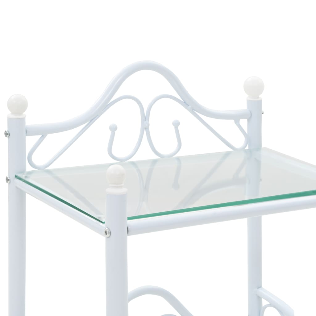 Table de chevet Acier et verre trempé 45 x 30,5 x 60 cm Blanc - XIOS