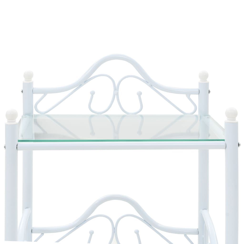 Table de chevet Acier et verre trempé 45 x 30,5 x 60 cm Blanc - XIOS