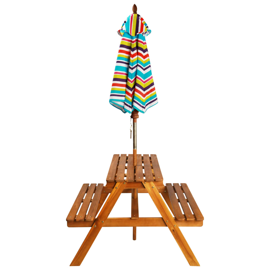 Table à pique-nique et parasol enfants 79x90x60cm Acacia solide Tables de jardin vidaXL
