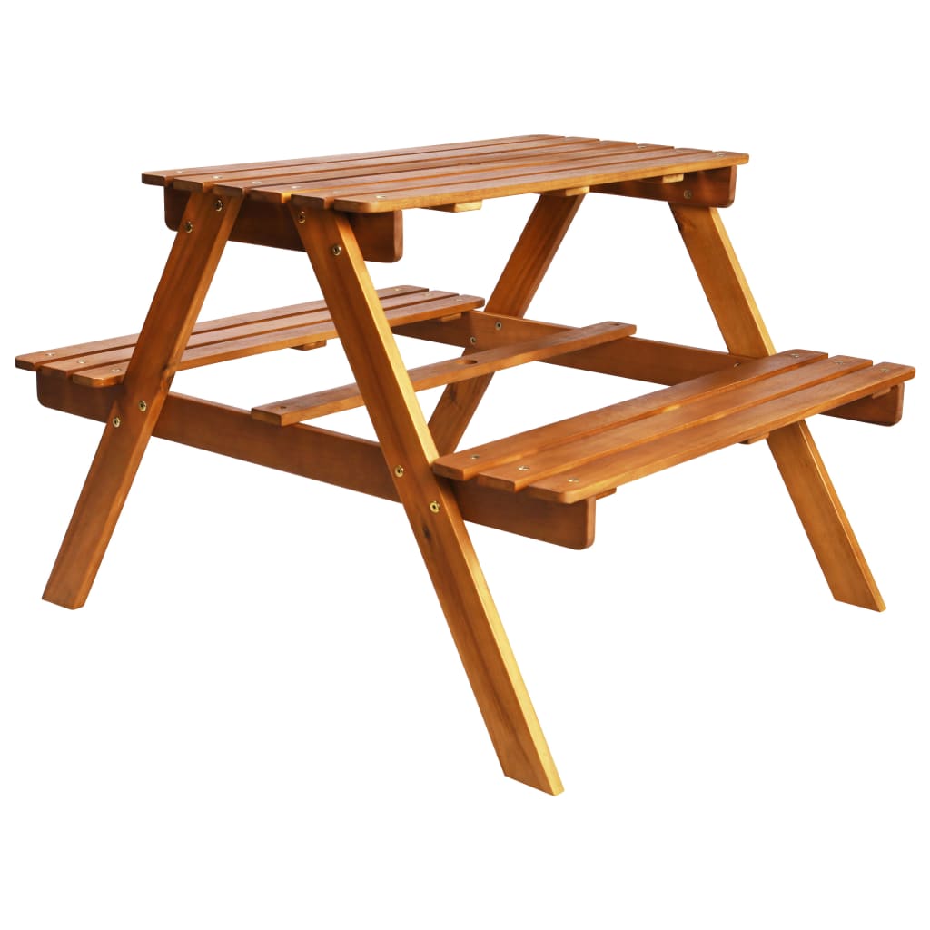 Table à pique-nique et parasol enfants 79x90x60cm Acacia solide Tables de jardin vidaXL