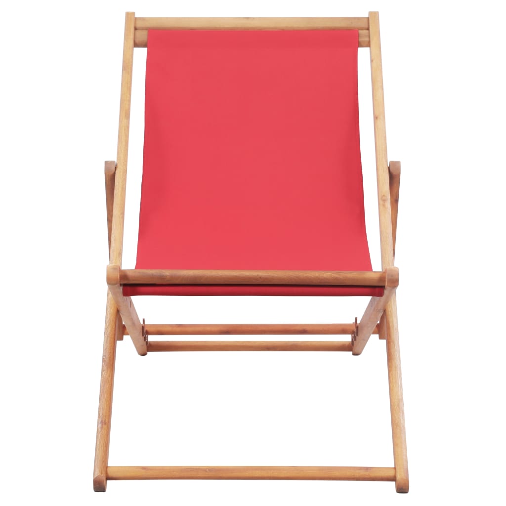 Chaise pliable de plage Tissu et cadre en bois Rouge Chaises de jardin vidaXL