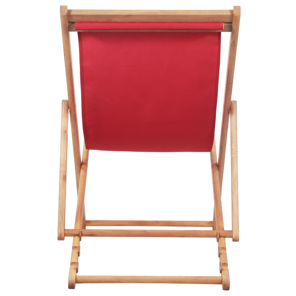 Chaise pliable de plage Tissu et cadre en bois Rouge Chaises de jardin vidaXL