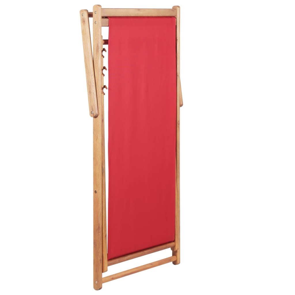 Chaise pliable de plage Tissu et cadre en bois Rouge Chaises de jardin vidaXL