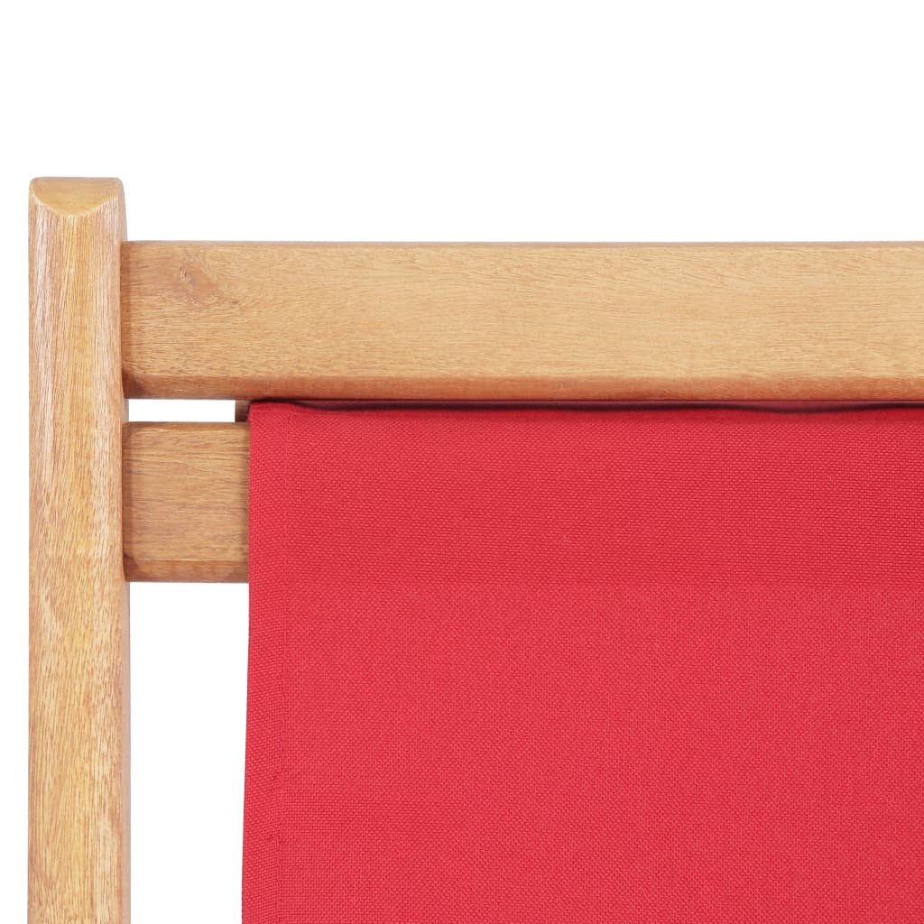 Chaise pliable de plage Tissu et cadre en bois Rouge Chaises de jardin vidaXL