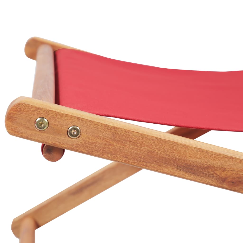 Chaise pliable de plage Tissu et cadre en bois Rouge Chaises de jardin vidaXL