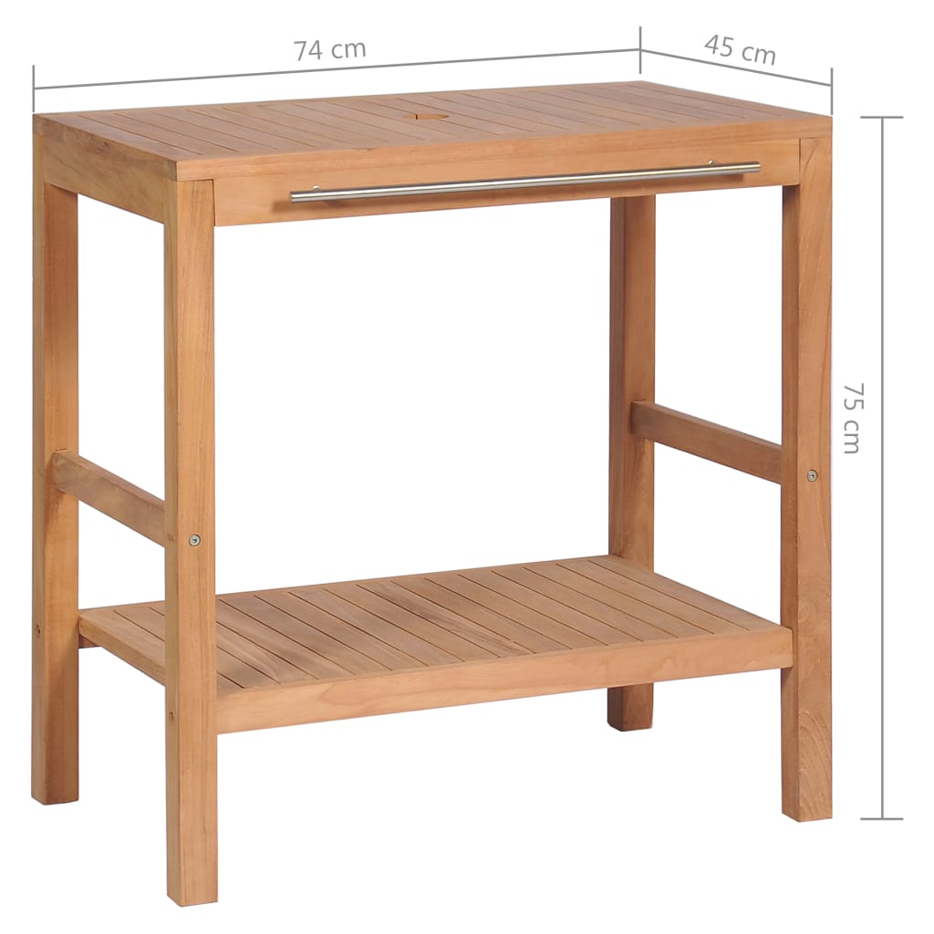 Meuble-lavabo de salle de bains Teck massif 74x45x75 cm - XIOS