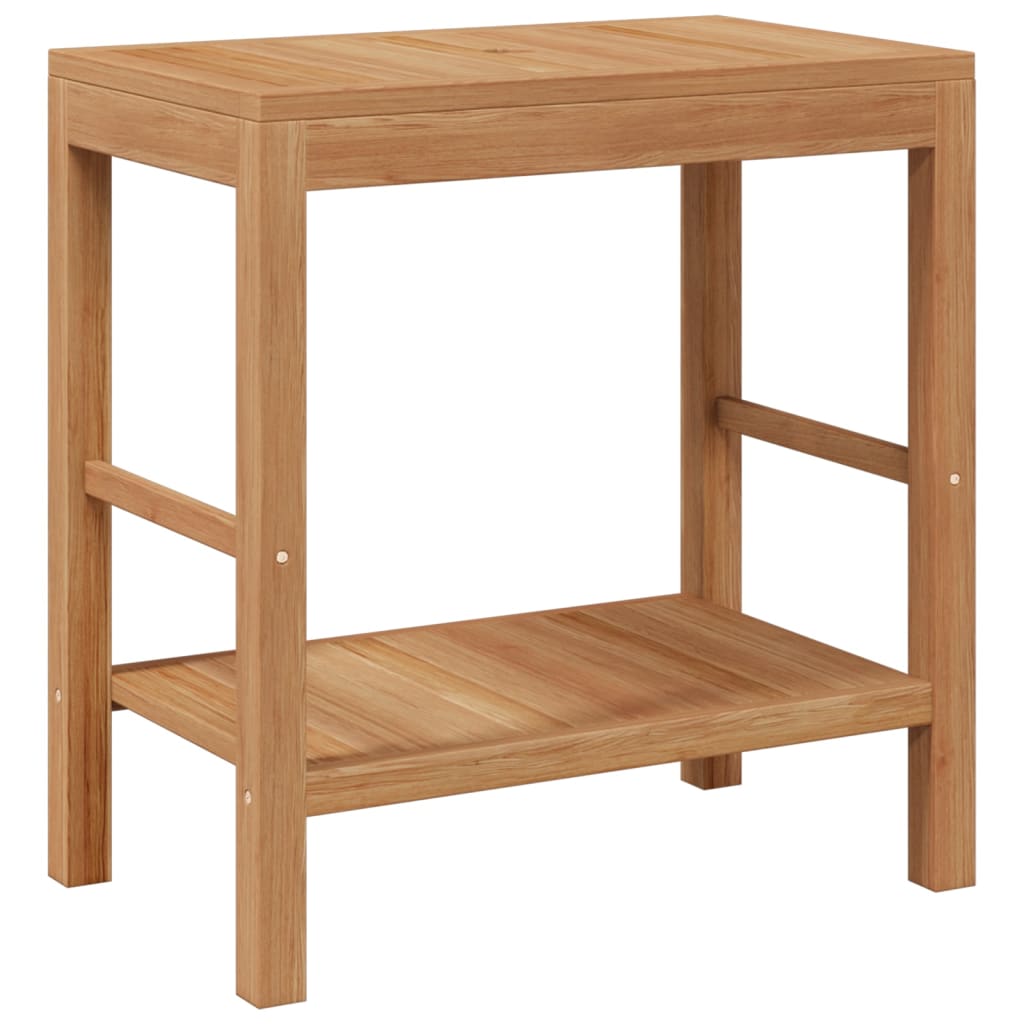Armoire de toilette Teck solide et lavabo en pierre de rivière - XIOS