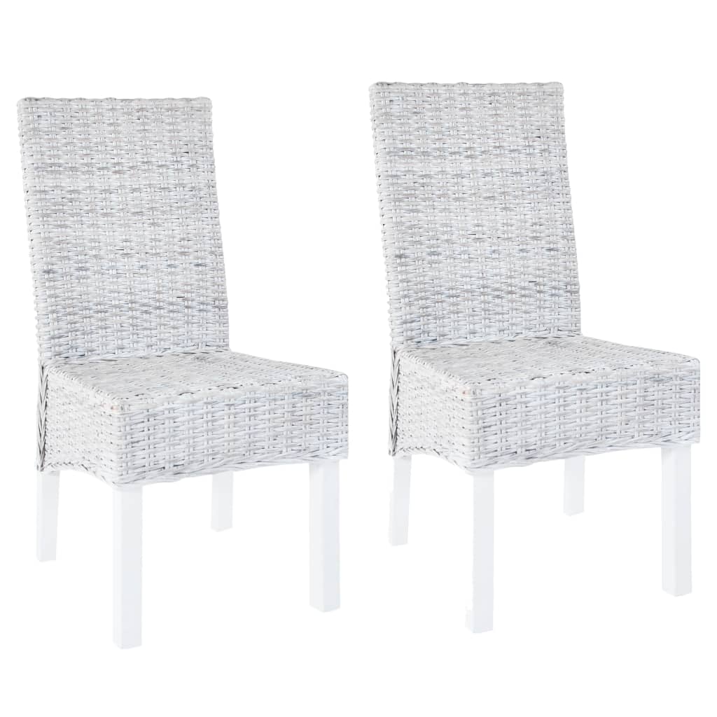 Chaises à manger lot de 2 rotin kubu et bois d'acajou