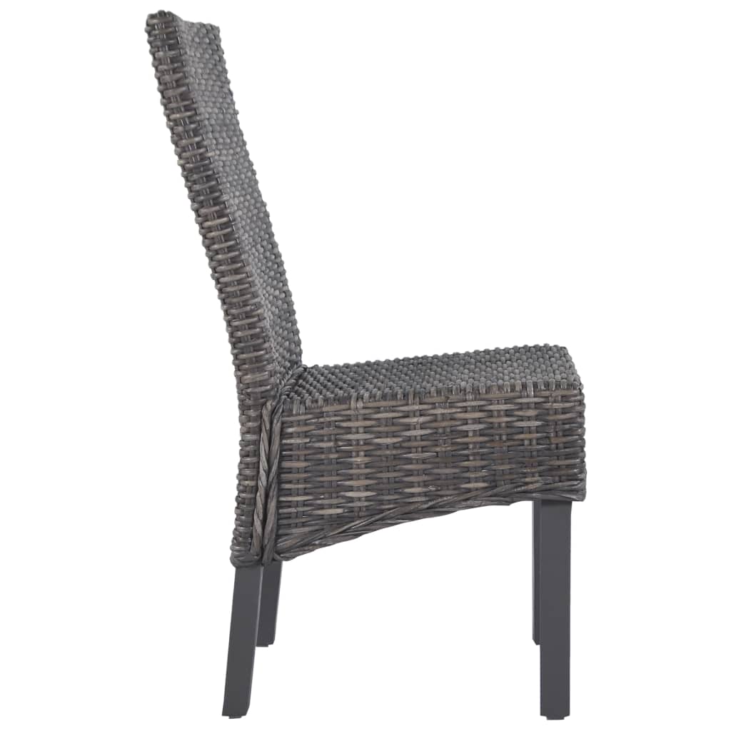 Chaises à manger lot de 2 marron rotin kubu et bois d'acajou - XIOS