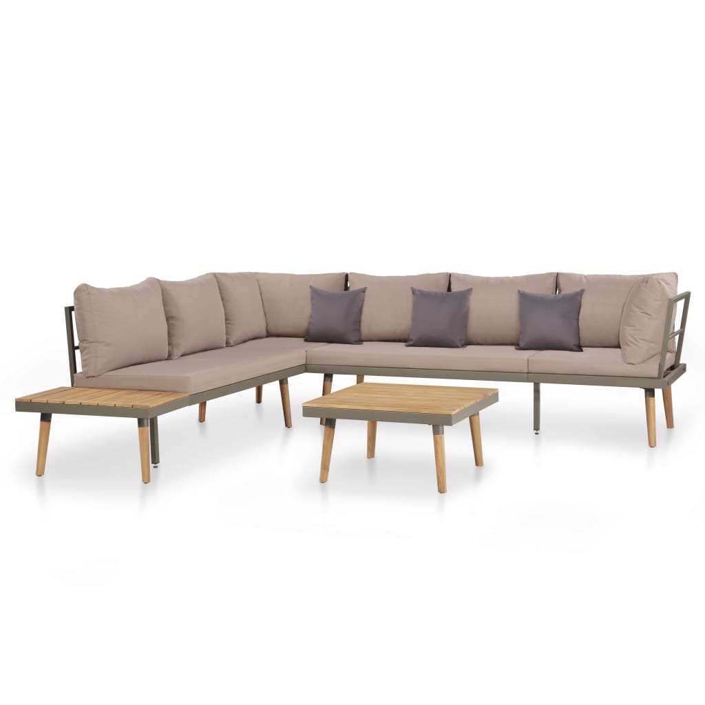 Salon de jardin 4pcs et coussins Bois d'acacia solide Marron - XIOS