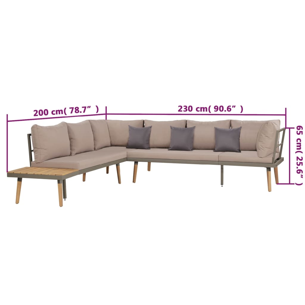 Salon de jardin 4pcs et coussins Bois d'acacia solide Marron - XIOS