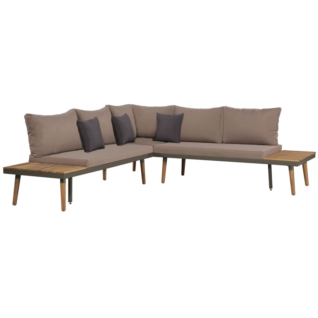 Salon de jardin 4pcs et coussins Bois d'acacia solide Marron - XIOS