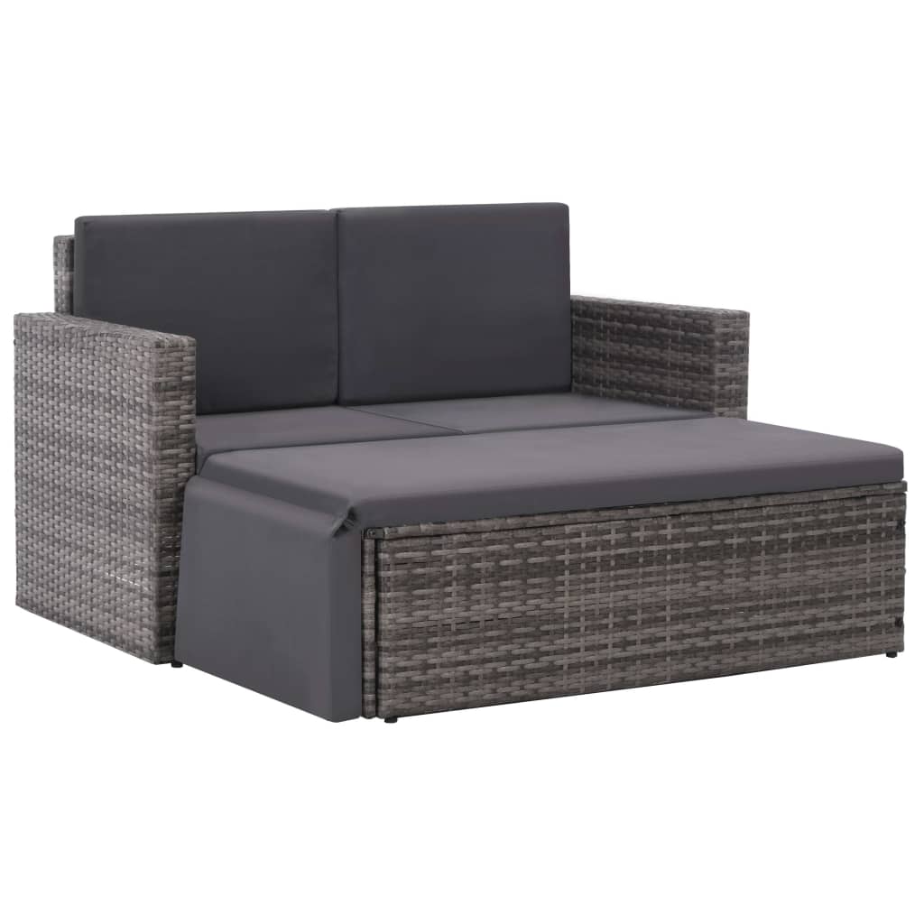 Salon de jardin 2 pcs avec coussins Résine tressée Gris - XIOS
