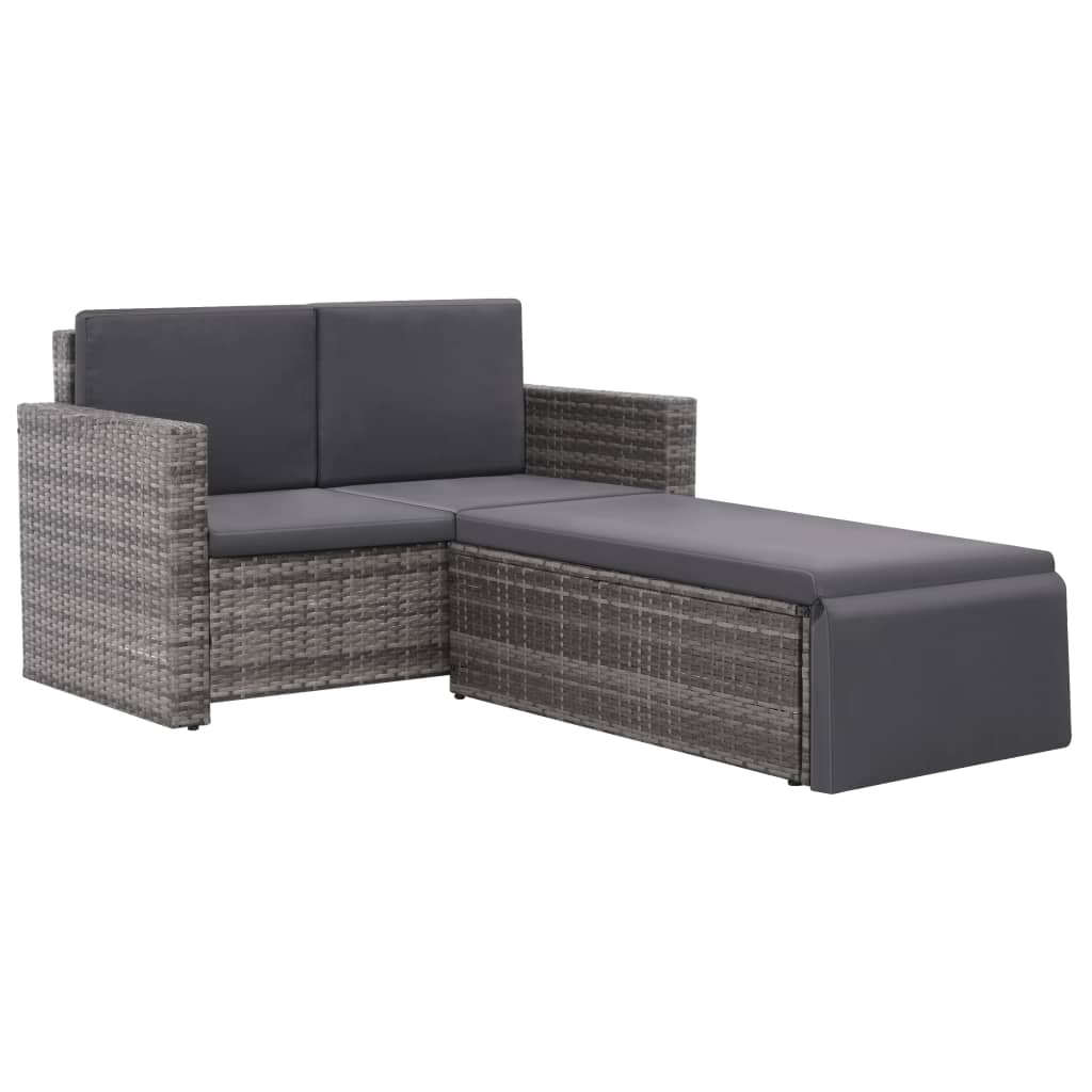 Salon de jardin 2 pcs avec coussins Résine tressée Gris - XIOS