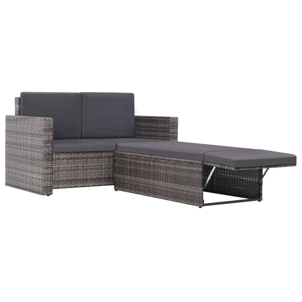 Salon de jardin 2 pcs avec coussins Résine tressée Gris - XIOS