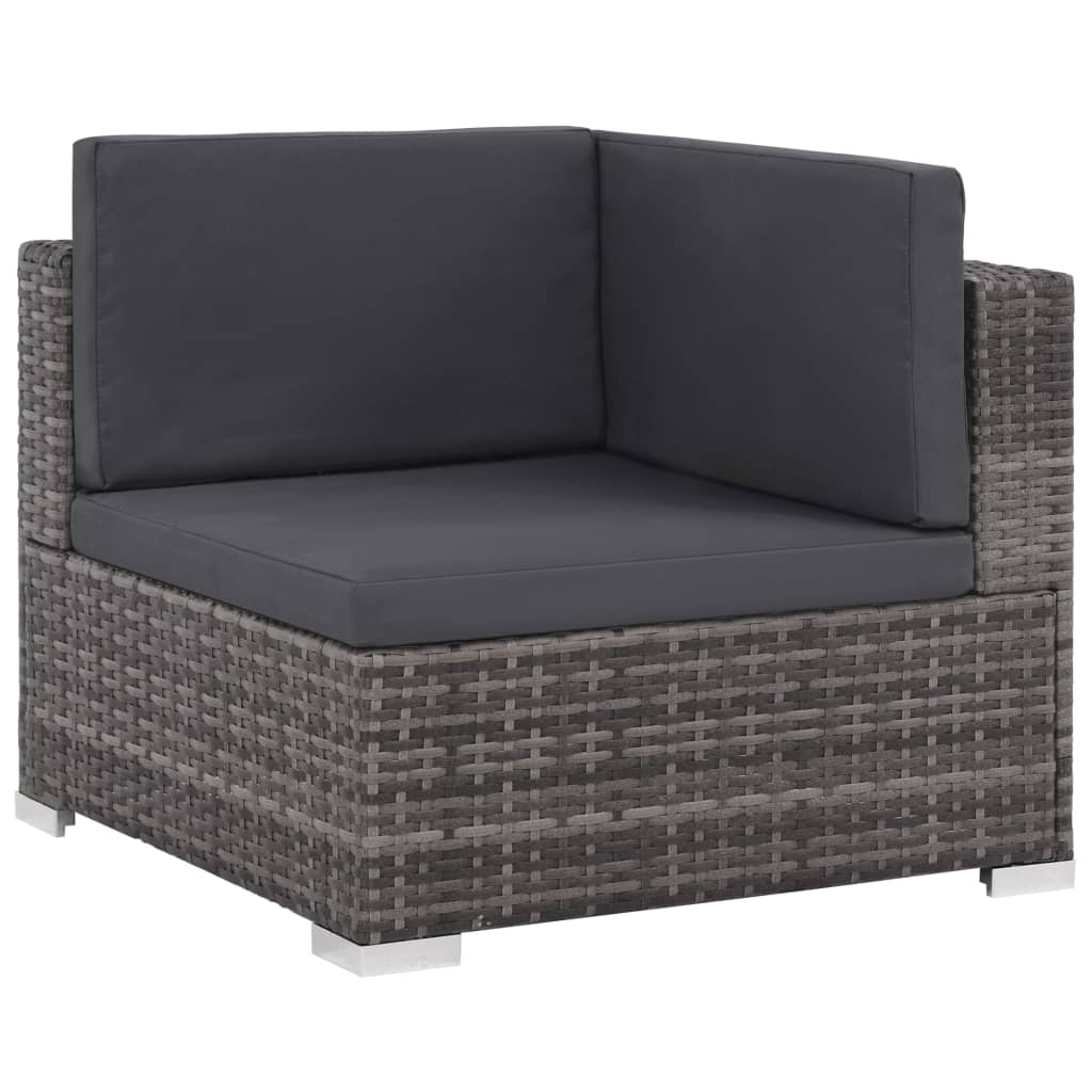 Salon de jardin 6 pcs avec coussins résine tressée gris - XIOS
