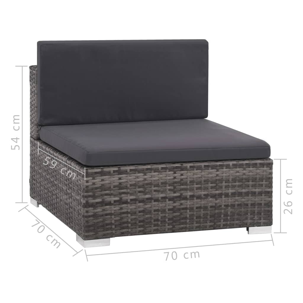 Salon de jardin 6 pcs avec coussins résine tressée gris - XIOS