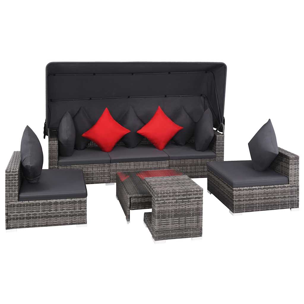 Salon de jardin 7 pcs avec coussins Résine tressée Gris - XIOS