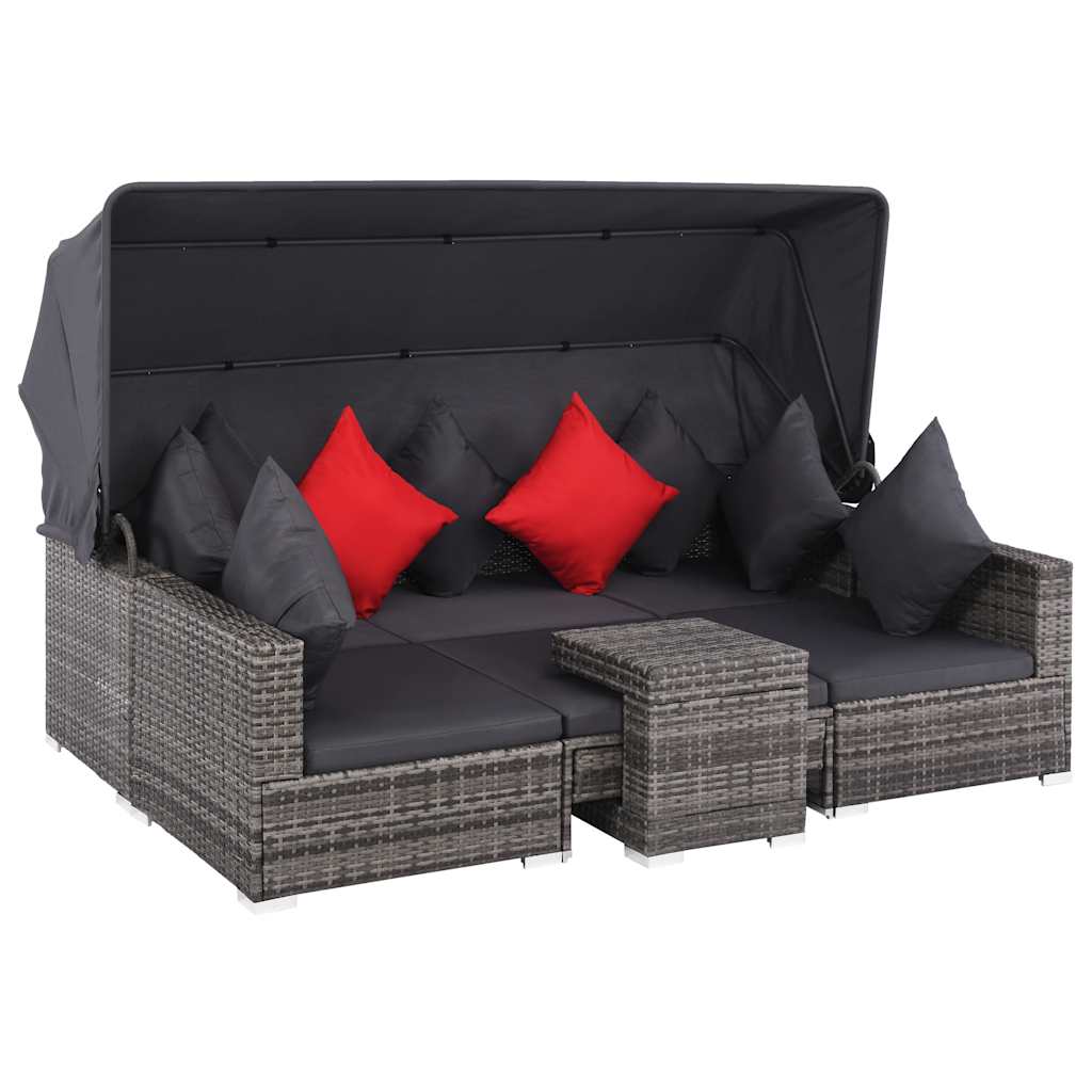 Salon de jardin 7 pcs avec coussins Résine tressée Gris - XIOS