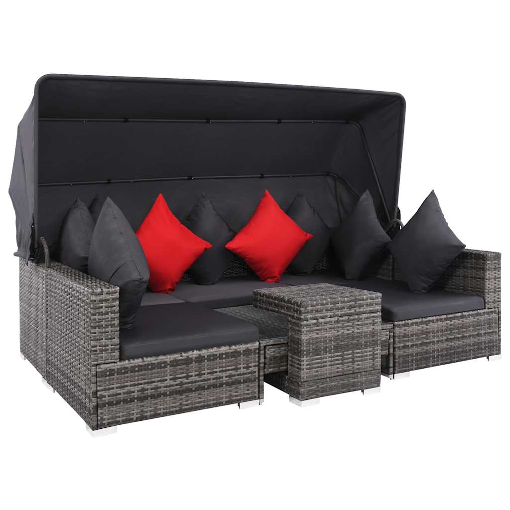 Salon de jardin 7 pcs avec coussins Résine tressée Gris - XIOS