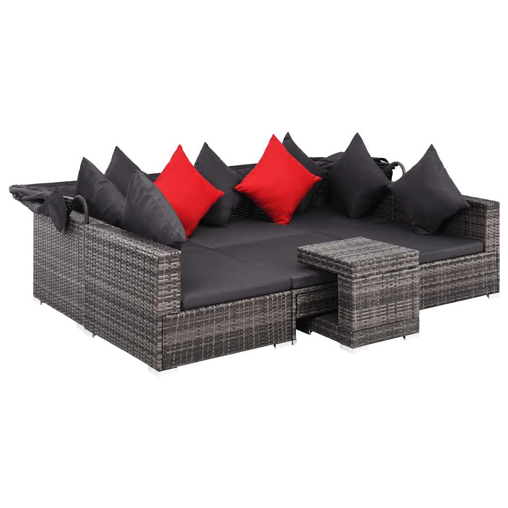 Salon de jardin 7 pcs avec coussins Résine tressée Gris - XIOS