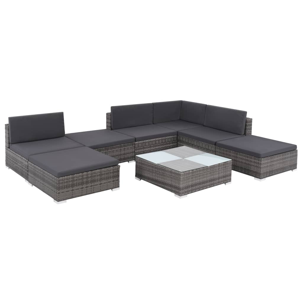 Salon de jardin 8 pcs avec coussins résine tressée gris - XIOS