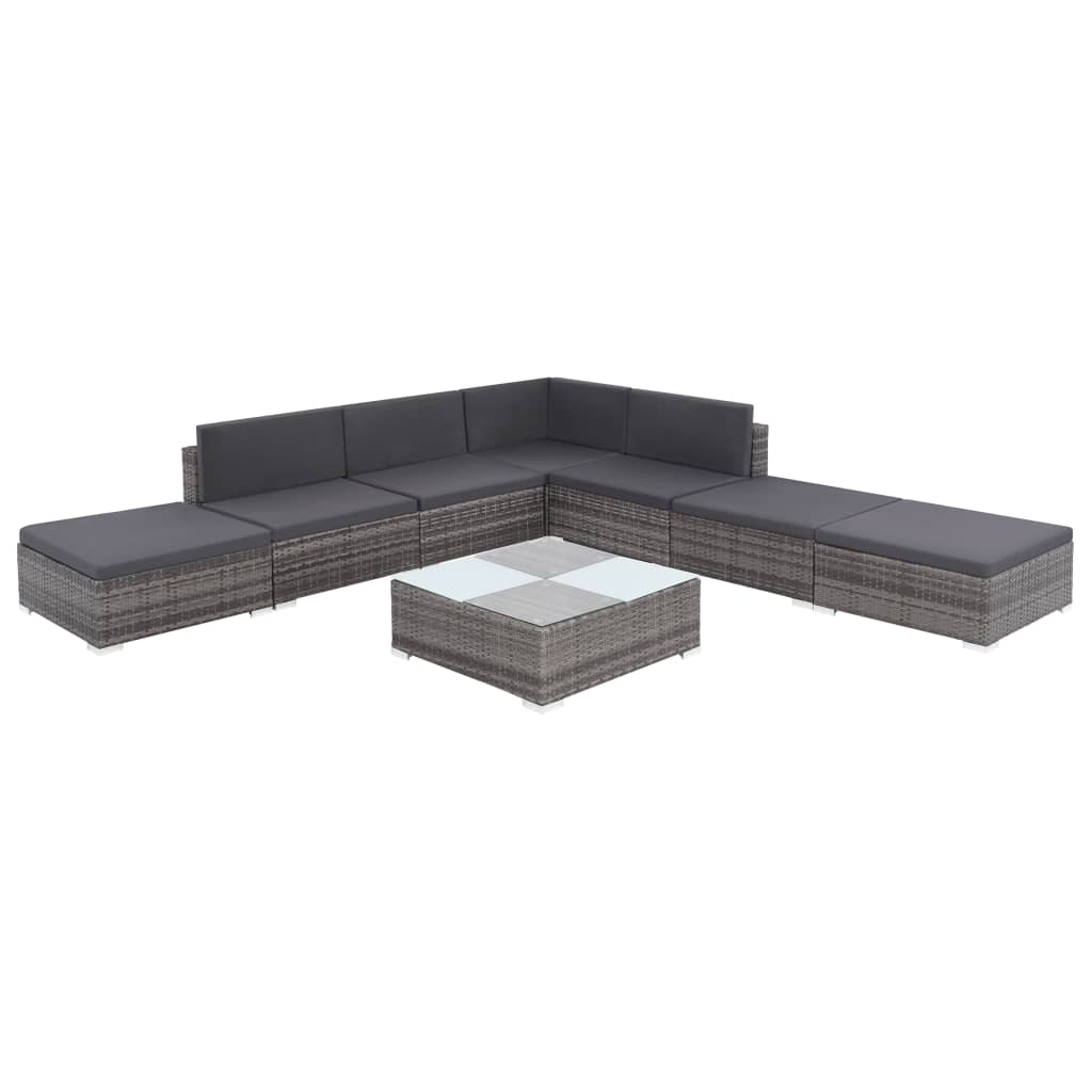 Salon de jardin 8 pcs avec coussins résine tressée gris - XIOS