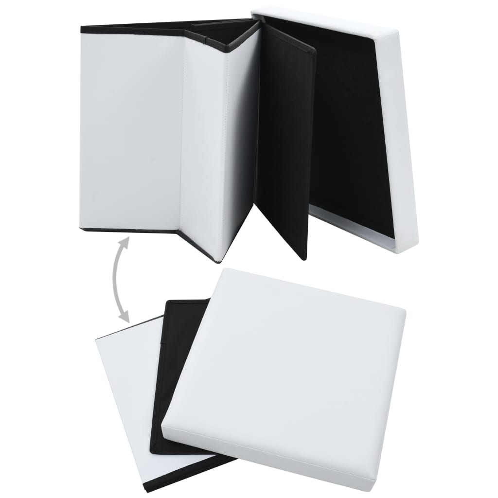 Tabourets de rangement pliables lot de 2 blanc similicuir