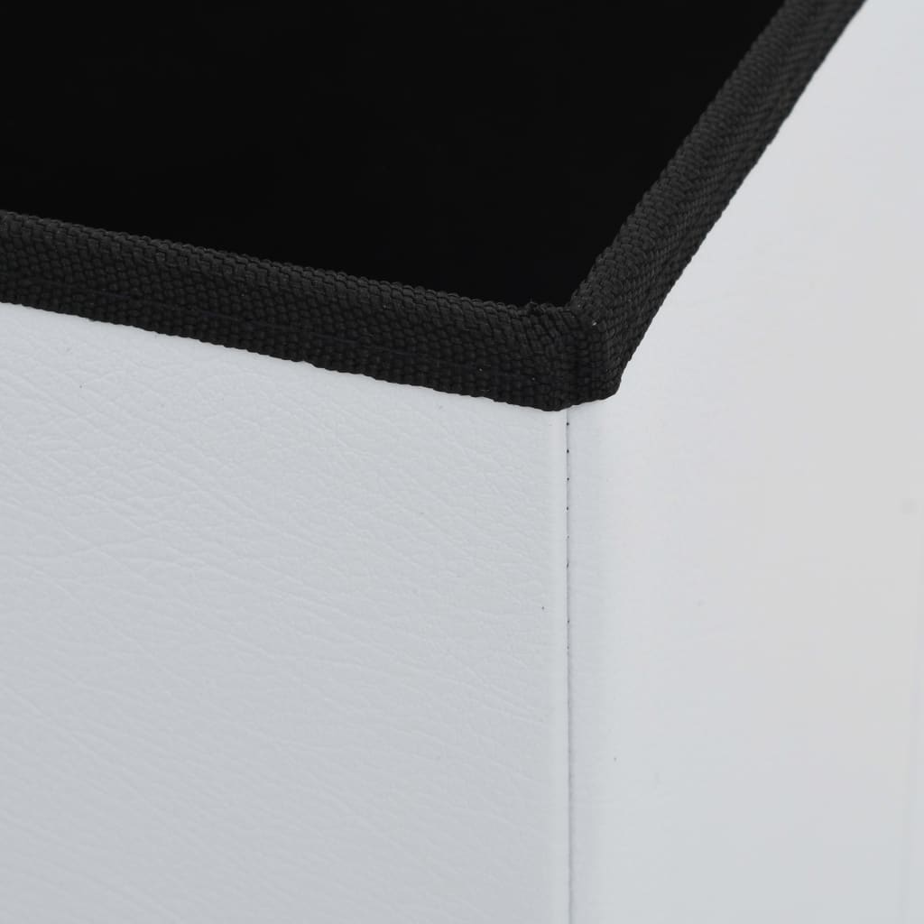 Tabourets de rangement pliables lot de 2 blanc similicuir