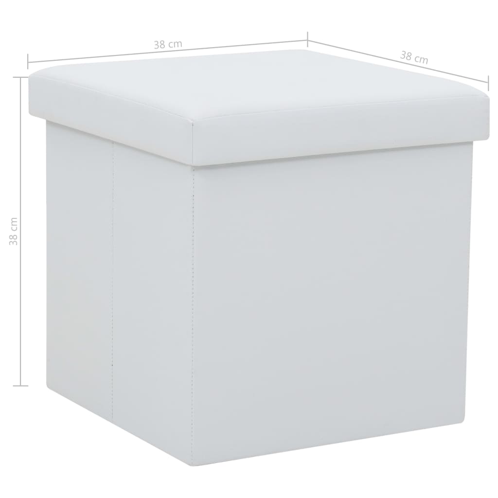 Tabourets de rangement pliables lot de 2 blanc similicuir