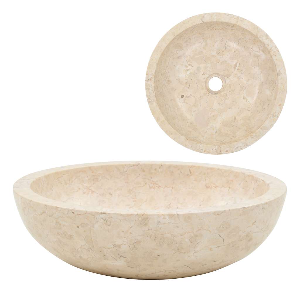 Évier 40 x 12 cm Marbre Crème Lavabos vidaXL