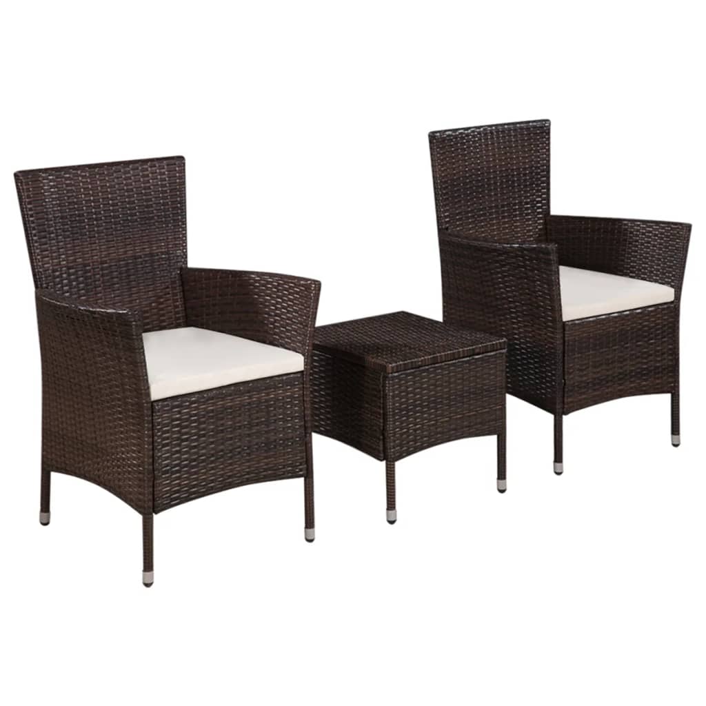 Mobilier de bistro 3 pcs Résine tressée Marron - XIOS