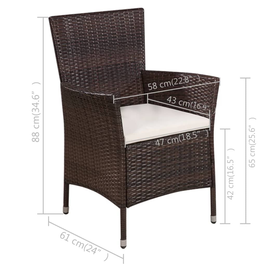 Mobilier de bistro 3 pcs Résine tressée Marron - XIOS