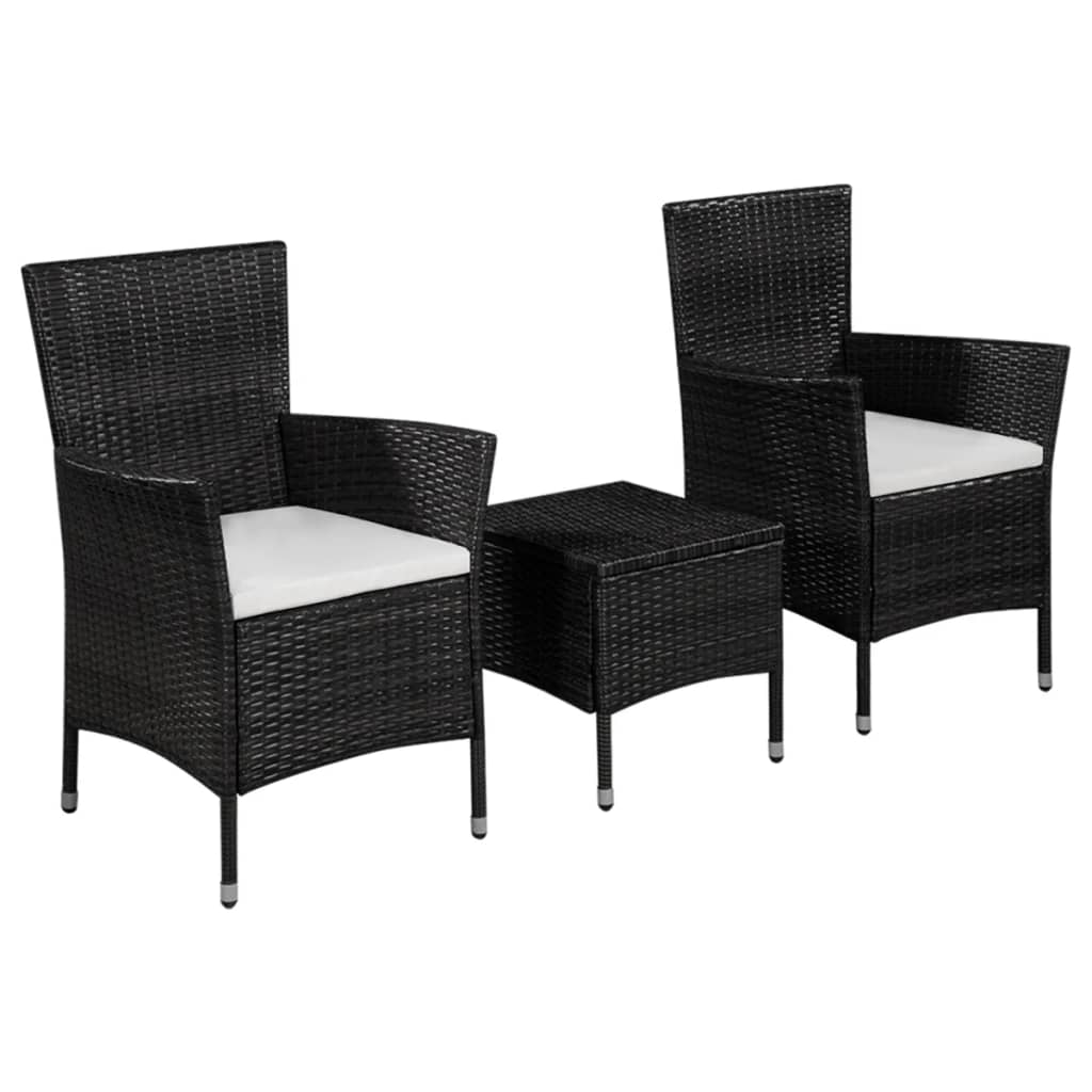 Ensemble de bistro 3 pcs Résine tressée Noir - XIOS
