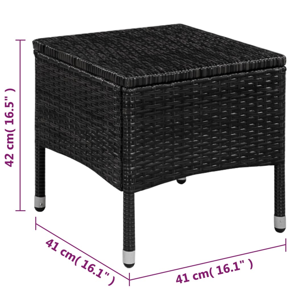 Ensemble de bistro 3 pcs Résine tressée Noir - XIOS