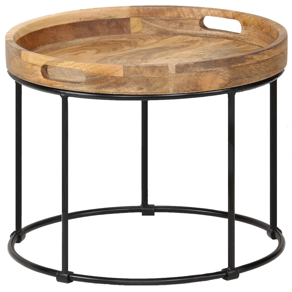 Table basse Bois de manguier massif et acier 50x40 cm - XIOS