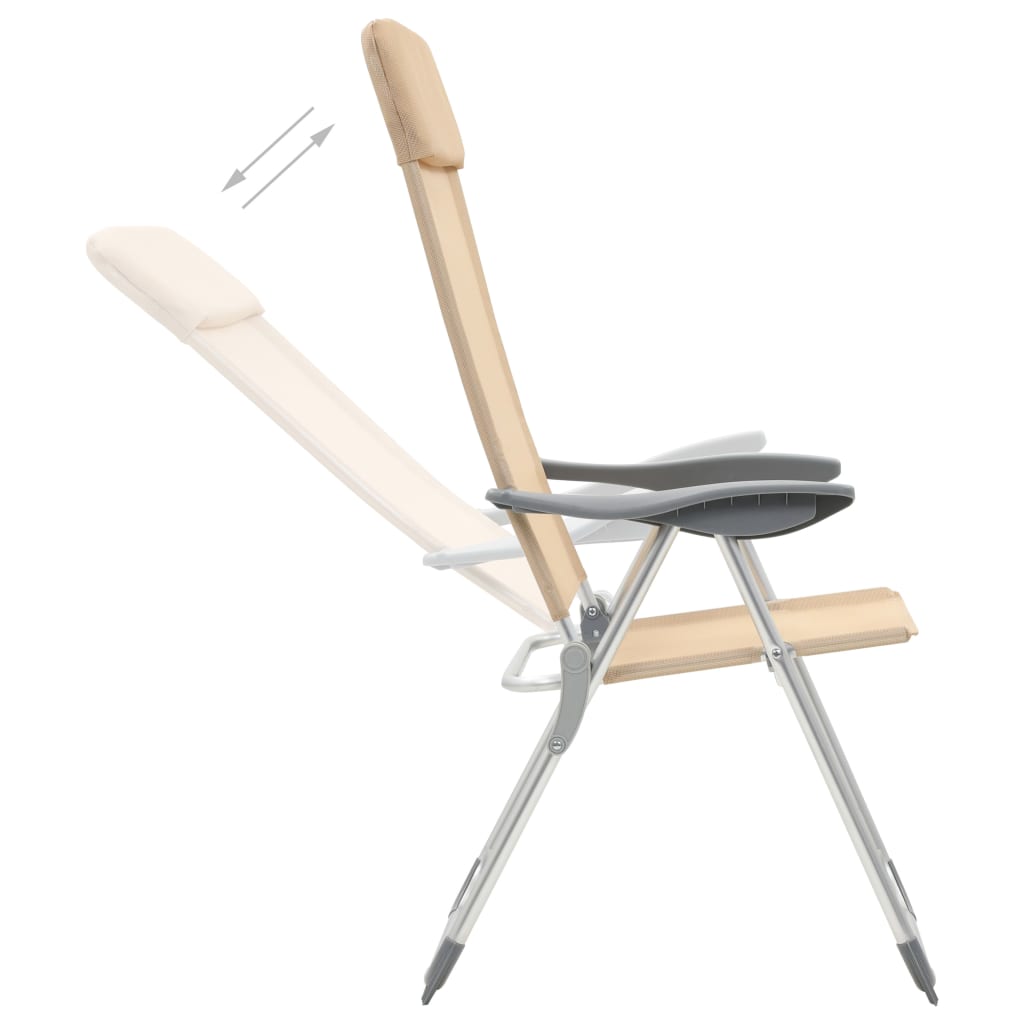 Chaises de camping pliables 2 pcs Crème Aluminium Matériel de camping vidaXL