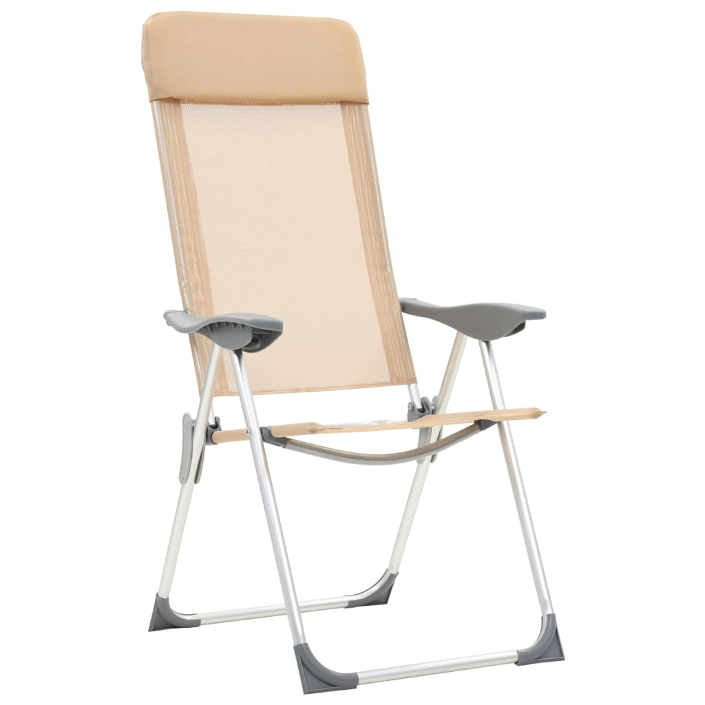 Chaises de camping pliables 2 pcs Crème Aluminium Matériel de camping vidaXL