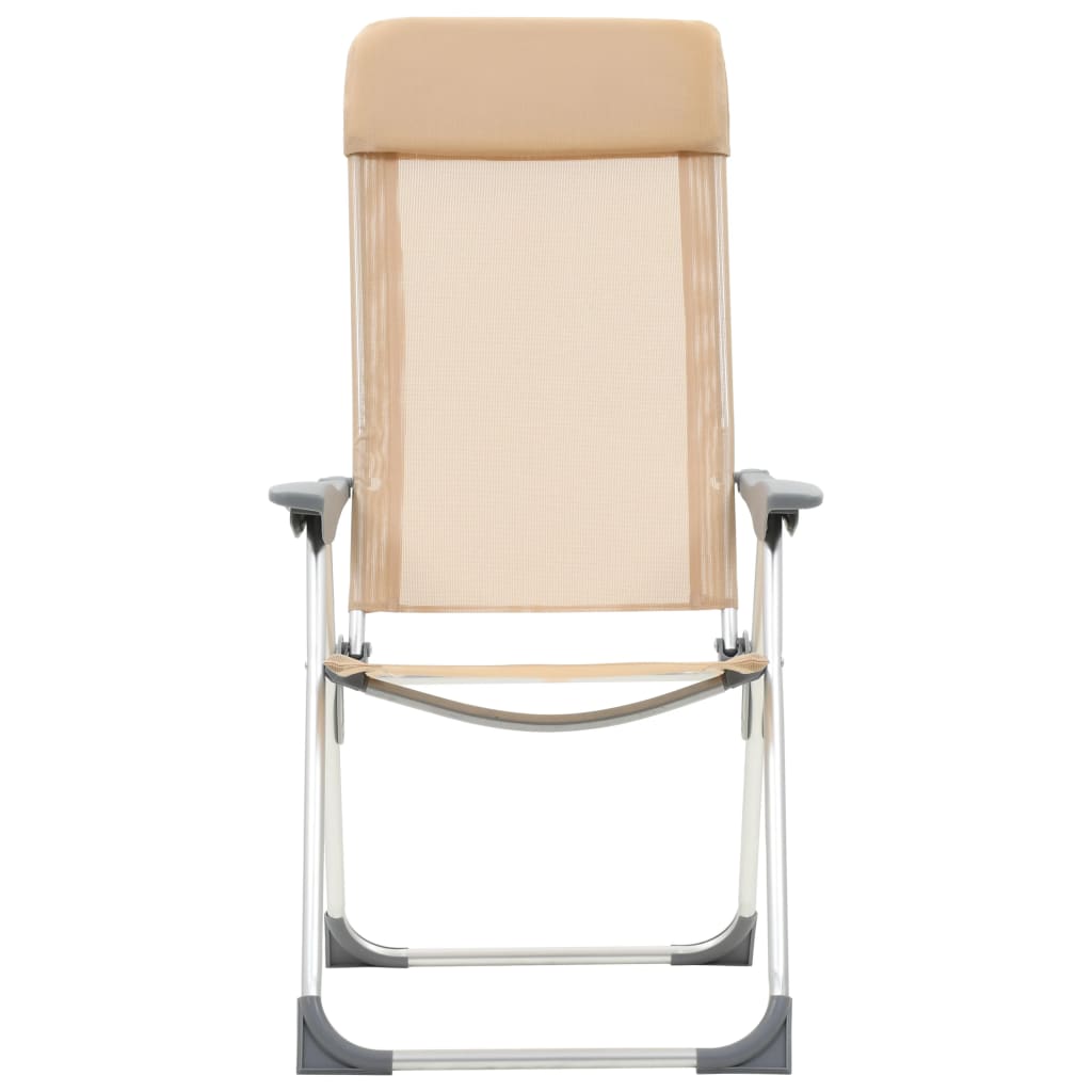 Chaises de camping pliables 2 pcs Crème Aluminium Matériel de camping vidaXL
