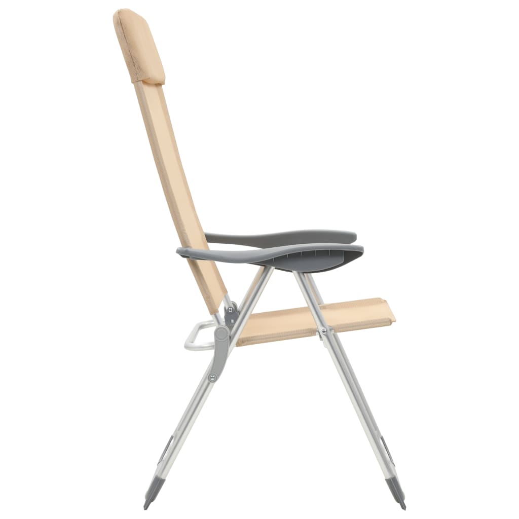 Chaises de camping pliables 2 pcs Crème Aluminium Matériel de camping vidaXL