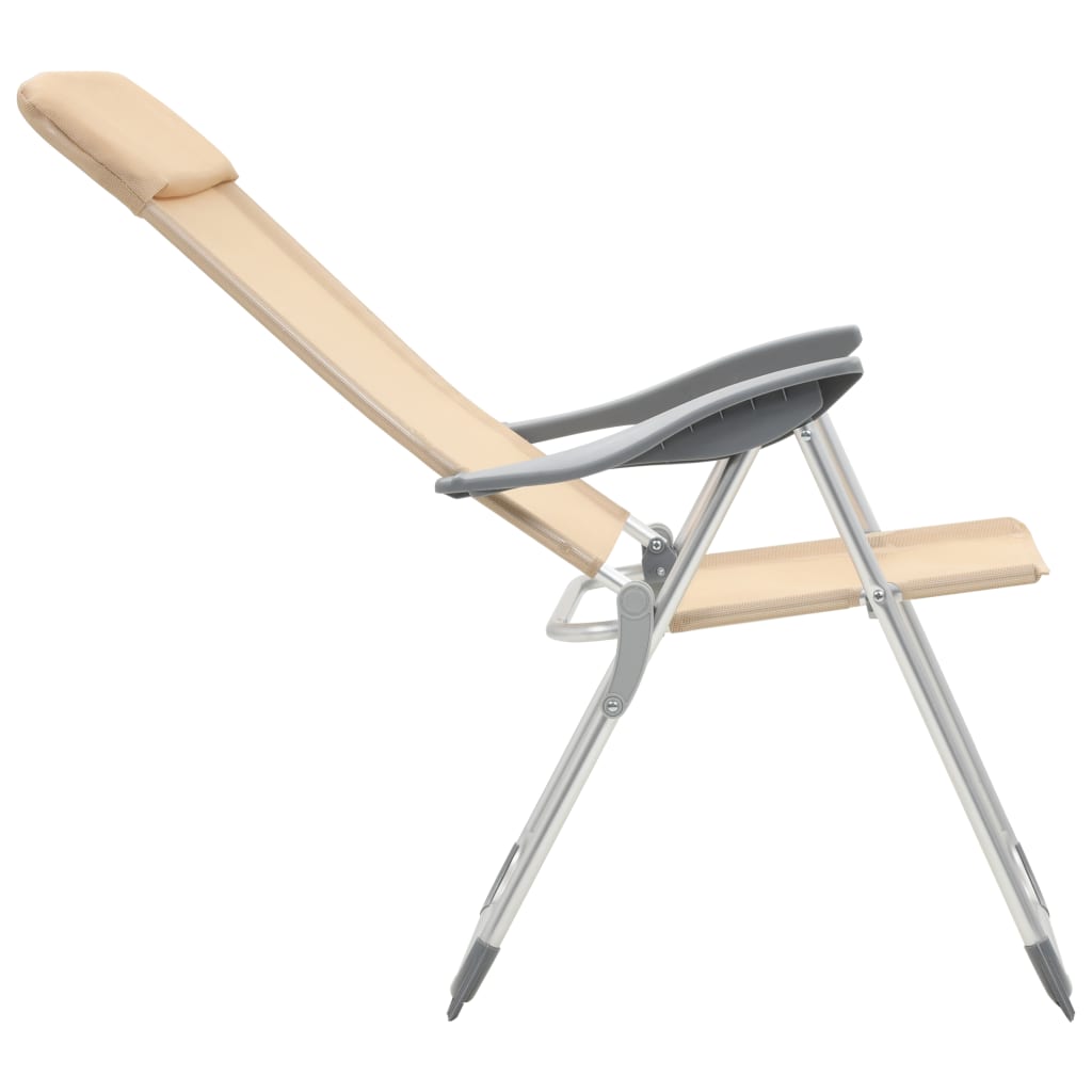 Chaises de camping pliables 2 pcs Crème Aluminium Matériel de camping vidaXL